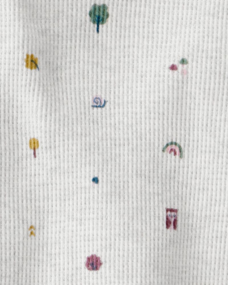 Baby Girl 2-Piece Organic Cotton Waffle Knit Set in Nature Icon Print, image 4 of 5 slides