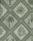 Toddler Tile Print Button-Down Shirt - Green, image 2 of 3 slides