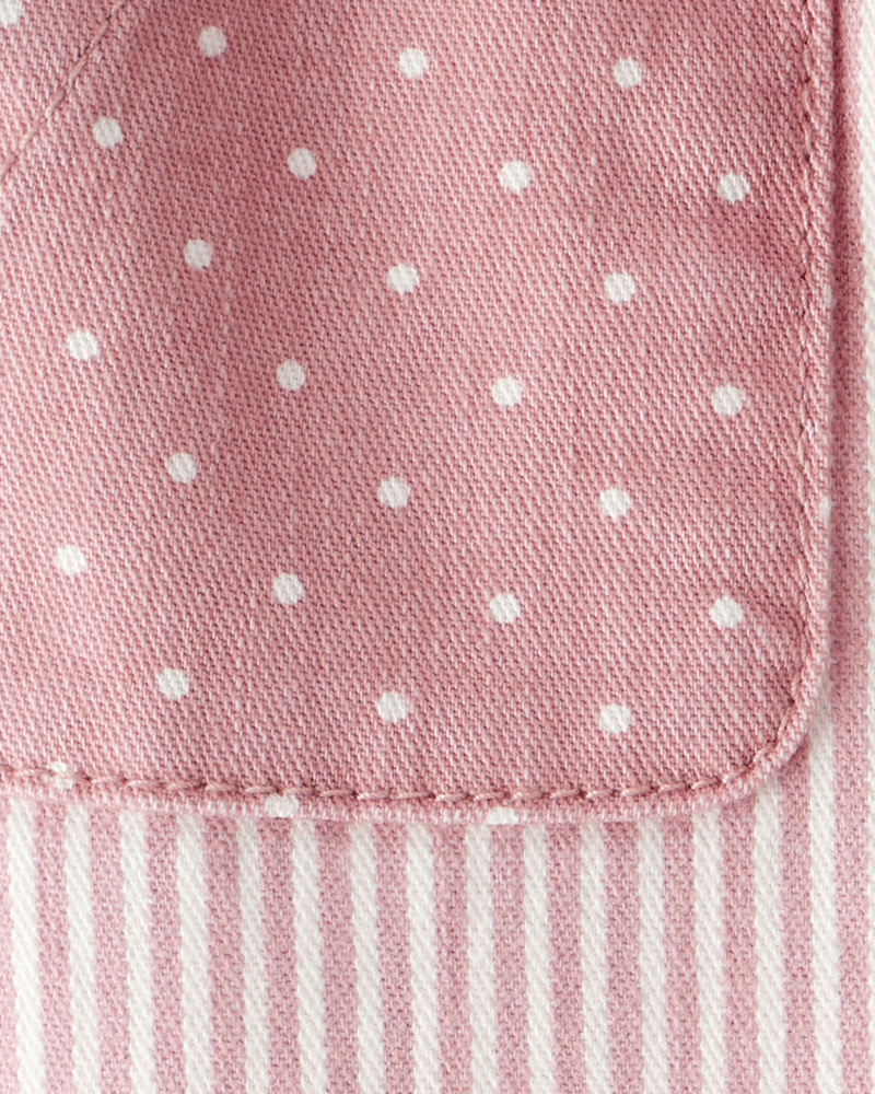 Baby Girl 2-Piece Pointelle Bodysuit & Vintage Hickory Pants Set - White/Pink, image 4 of 6 slides