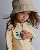 Toddler Half-Zip Long-Sleeve Rashguard in Snail Print- Yellow, image 3 of 6 slides