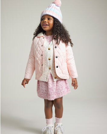Toddler Girl Quilted Long-Sleeve Fashion Jacket - Pink, 