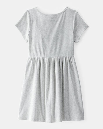 Girls Ribbed Short-Sleeve Dress - Grey, 