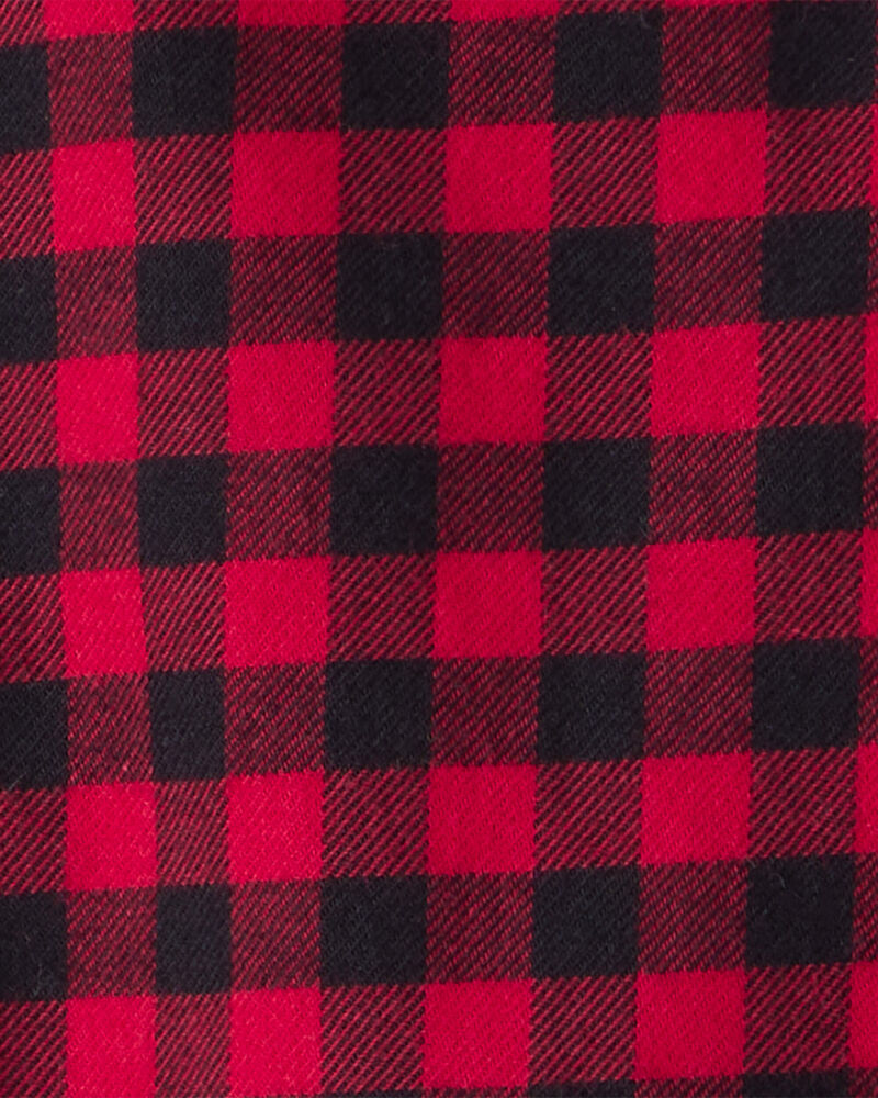 Baby Boy Plaid Cotton Long-Sleeve Button-Down Fashion Bodysuit - Red, image 2 of 3 slides