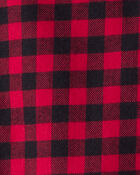 Baby Boy Plaid Cotton Long-Sleeve Button-Down Fashion Bodysuit - Red, image 2 of 3 slides