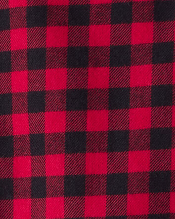 Baby Boy Plaid Cotton Long-Sleeve Button-Down Fashion Bodysuit - Red, 