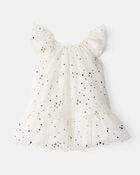 Baby Girl Star Print Short-Sleeve Dress - White, image 1 of 4 slides