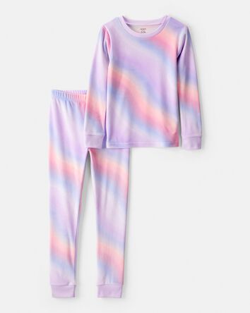 Girls DreamPlush Long-Sleeve Snug Fit 2-Piece Pajamas - Purple/Ombre, 