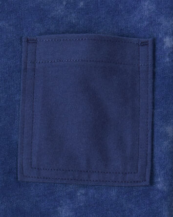 Boys Acid Wash Cotton Short-Sleeve Pocket Tee - Navy, 