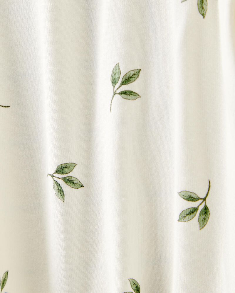 Baby Leaf Print 2-Way Zip PurelySoft Sleep & Play Pajamas - Ivory, image 3 of 6 slides
