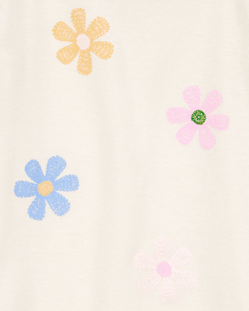Toddler Girl Flower Short-Sleeve Graphic Tee - Cream, image 2 of 3 slides