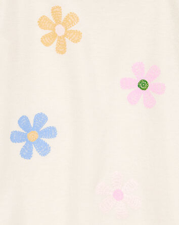 Toddler Girl Flower Short-Sleeve Graphic Tee - Cream, 