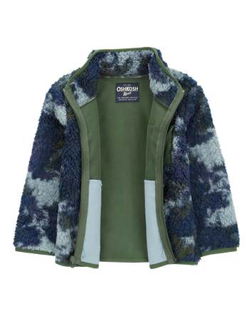 Baby Boy Tie Dye Sherpa Knit Jacket - Navy, 