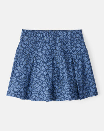 Kid Floral Pleated Pull-On Skort - Navy, 