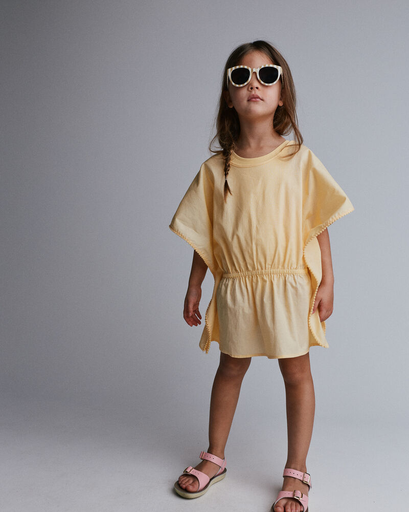Toddler Girl Pom-Pom Swim Coverup - Yellow, image 3 of 5 slides
