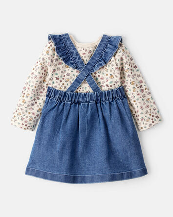 Baby Girl 3-Piece Floral Sleeveless Dress Set - Blue, 