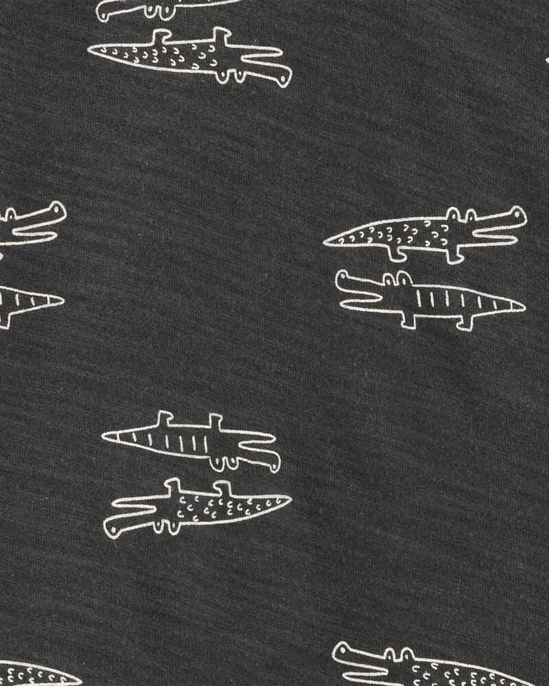 Baby 2-Piece Alligator Henley Tee & Striped Pull-On Shorts, image 2 of 3 slides