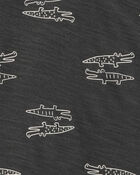 Baby 2-Piece Alligator Henley Tee & Striped Pull-On Shorts, image 2 of 3 slides