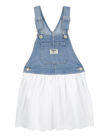 Toddler Stretch Denim Eyelet Jumper Dress, 