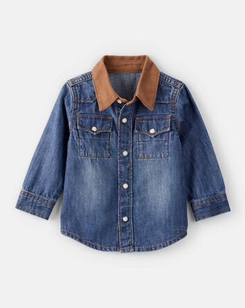Baby Boy Western Denim Long-Sleeve Button-Down Shirt - Blue, 