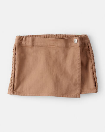 Toddler Girl 100% Cotton Skort - Brown, 