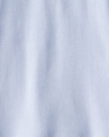 Kid Ribbed Short-Sleeve Henley Shirt - Blue, 