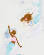 Baby Mermaid Print Snug Fit Cotton 4-Piece Pajamas, image 3 of 4 slides