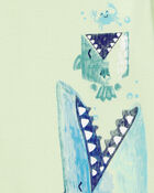 Baby Boy Shark Print Snug Fit Cotton 4-Piece Pajamas, image 2 of 4 slides