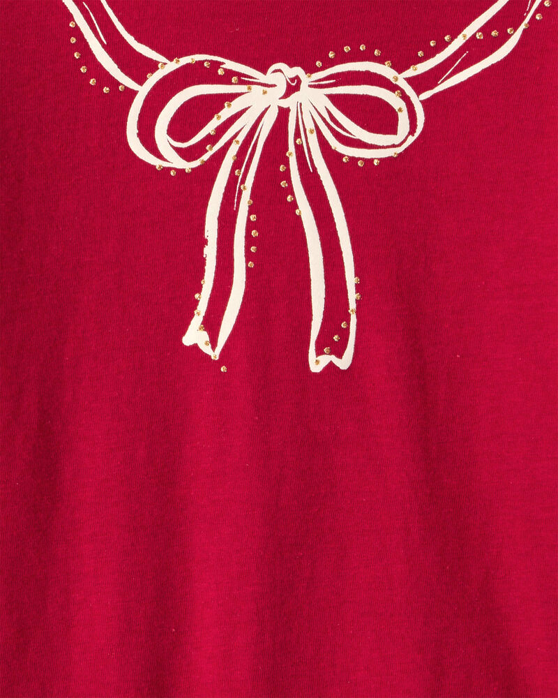 Toddler Girl Bow Long-Sleeve Graphic Tee - Red, image 2 of 3 slides
