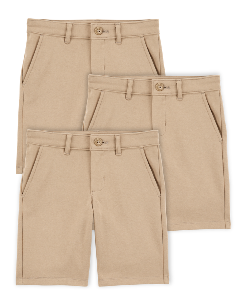 Kid 3-Pack Ponte Knit Uniform Pants - Khaki, image 1 of 4 slides