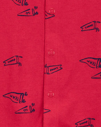 Baby Boy Printed Short-Sleeve Romper - Red, 