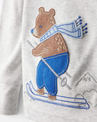 Baby Boy Woodland Print Cotton Long-Sleeve Snug Fit 4-Piece Pajamas - White/Blue, image 2 of 6 slides