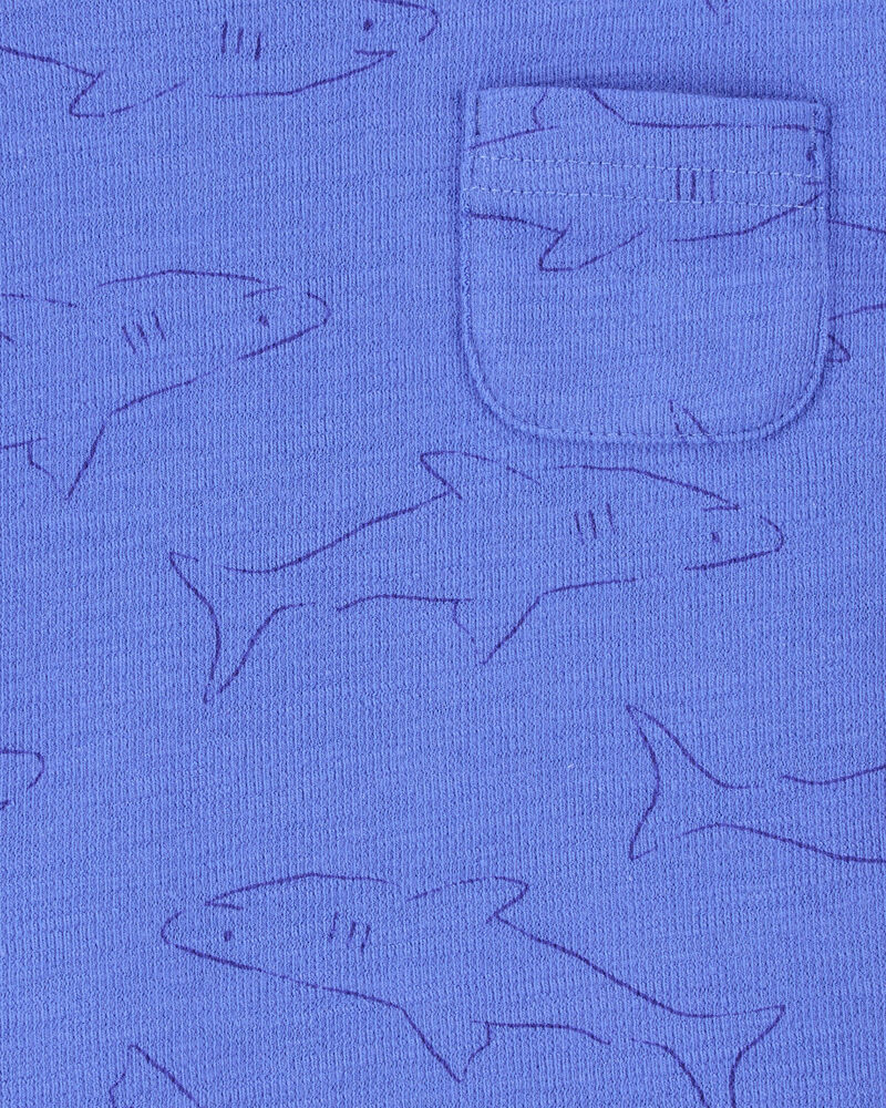 Baby 2-Piece Shark Pocket Tee & Pull-On Slub Jersey Shorts Set - Blue, image 3 of 6 slides