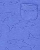 Baby 2-Piece Shark Pocket Tee & Pull-On Slub Jersey Shorts Set - Blue, image 3 of 6 slides