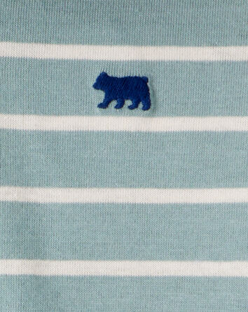 Baby Boy 2-Piece Striped Bear Hooded Bodysuit Pant Set - Green/White, 