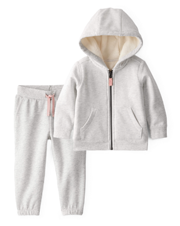 Toddler Girl 2-Piece DayDream Fleece Hooded Sweatshirt & Joggers Set - Grey, 