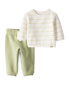 Baby Boy 2-Piece DayDream Fleece Pullover Sweatshirt & Pull-On Pants Set - Ivory/Green, image 1 of 7 slides