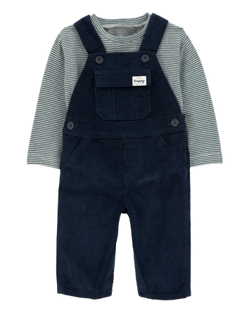 Baby 2-Piece Striped Tee & Corduroy Overall Set, 