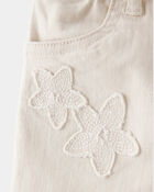 Toddler Embroidered Stretch Denim Wide Leg Jeans - Cream, image 5 of 7 slides