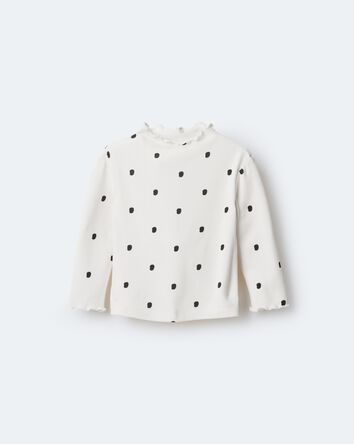 Toddler Girl Polka Dot Mock Neck Long-Sleeve Top - Ivory, 