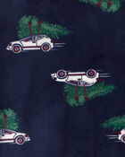 Toddler Christmas Cars DreamPlush Long-Sleeve Snug Fit 2-Piece Pajamas - Navy, image 2 of 3 slides
