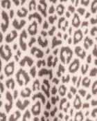 Baby Girl Leopard Fleece Long-Sleeve Loose Fit 1-Piece Pajamas - Brown, image 3 of 5 slides