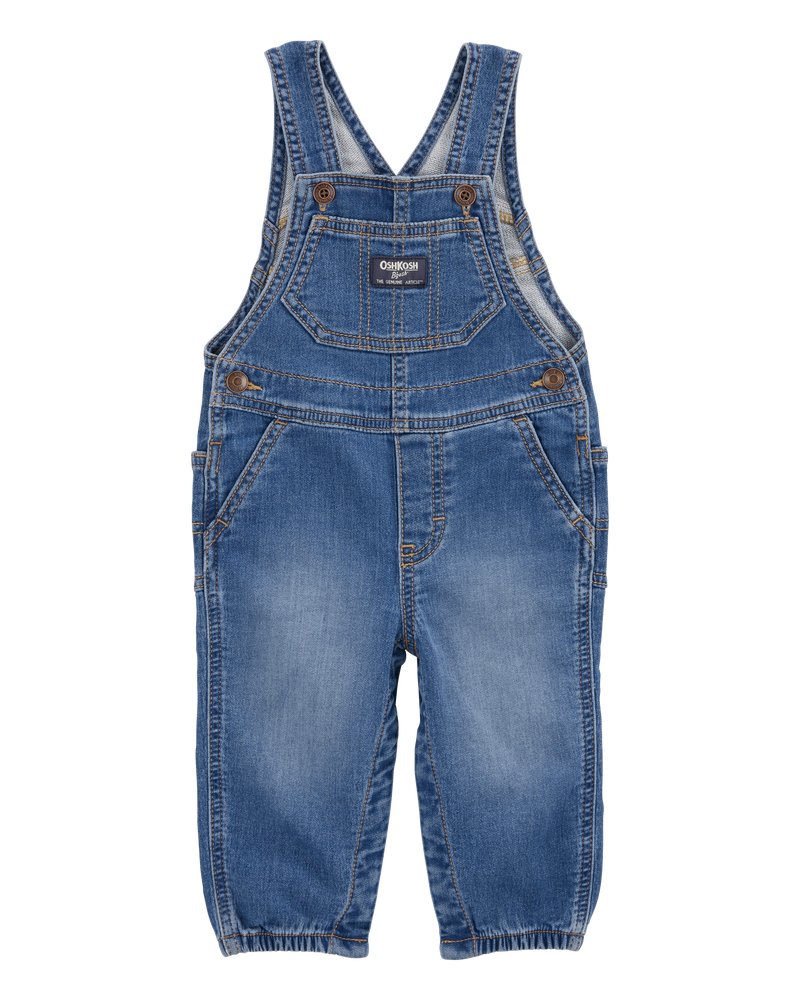 Baby Knit-Like Denim Overalls - Medium Wash, image 1 of 6 slides