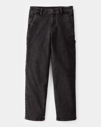 Boys Baggy Iconic Denim Carpenter Pants - Black Wash, 