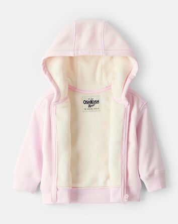 Baby Girl Hooded Zip-Up Jacket - Pink, 
