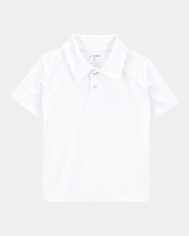 Toddler Active Uniform Polo Shirt in Moisture Wicking BeCool&trade; Fabric - White, image 1 of 3 slides
