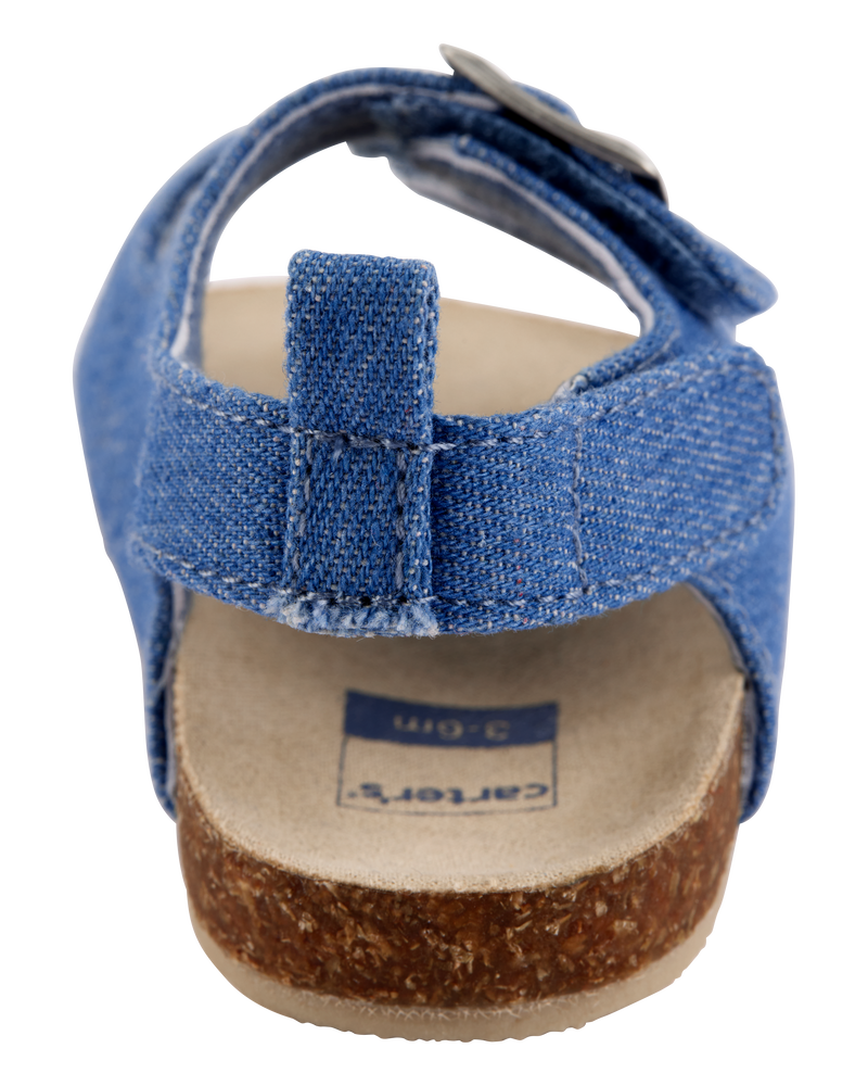 Baby Chambray Buckle Faux Cork Sandals, image 3 of 6 slides
