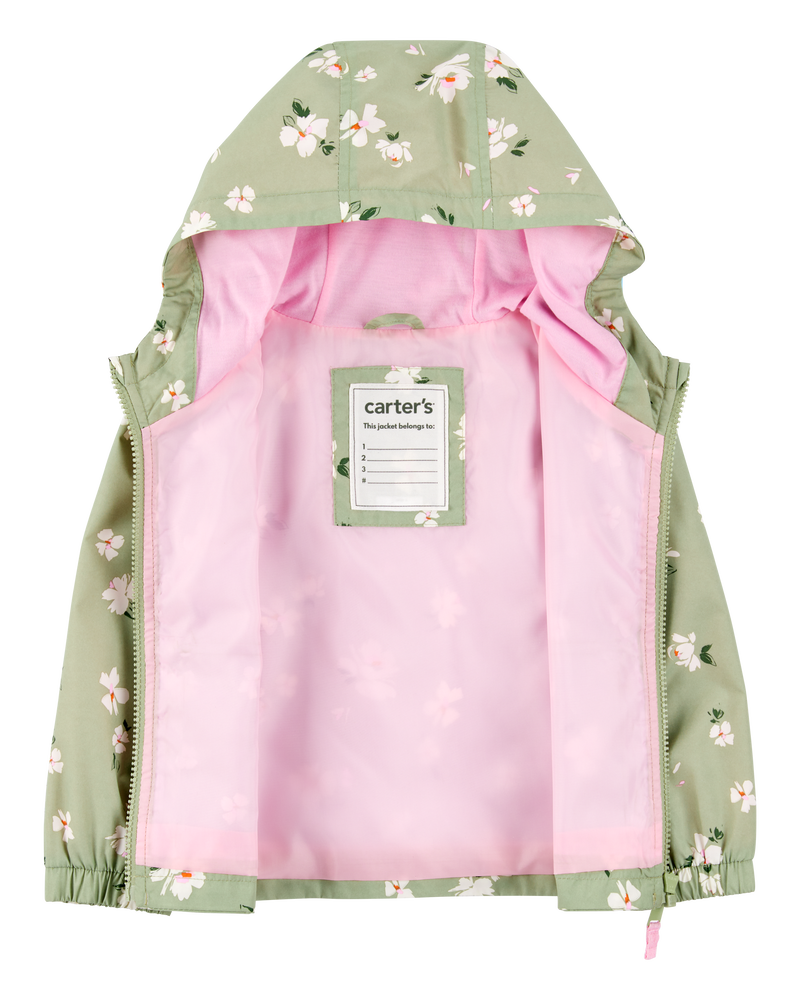 Baby Girl Floral Windbreaker - Green, image 2 of 3 slides