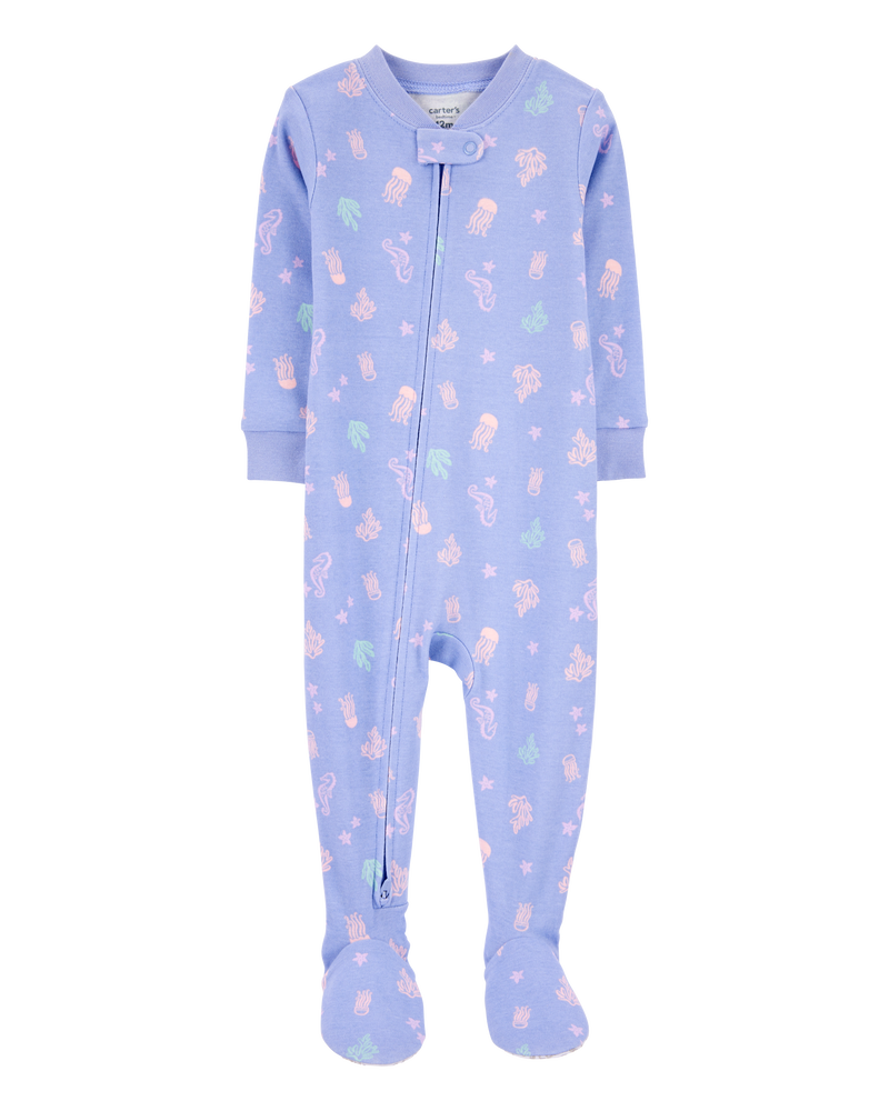 Baby Girl 1-Piece Jellyfish 100% Snug Fit Cotton Footie Pajamas - Purple, image 1 of 3 slides