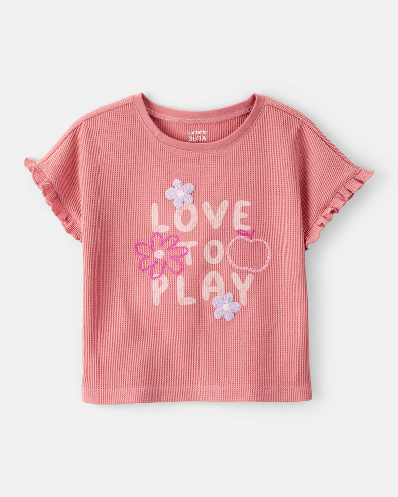 Toddler Girl 2-Piece Love to Play Graphic Tee & Cotton Cargo Joggers Set - Ivory/Pink, image 2 of 8 slides