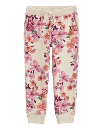 Toddler Floral Print Fleece Joggers, 